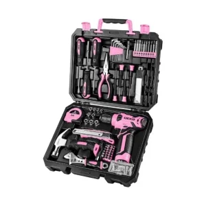 DEKOPRO Drill & Tool Set with 8V Pink Cordless Drill