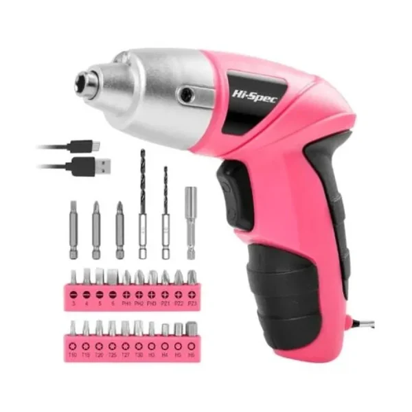 Pink Screwdriver 27pc 3.6V USB Small Power Set