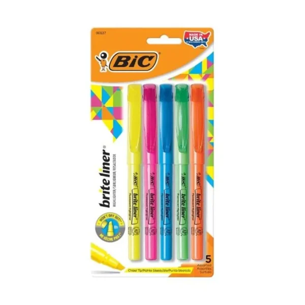 Brite Liner Highlighters, Chisel Tip, Pack of 5