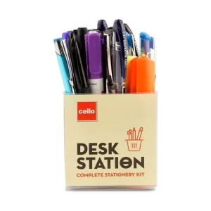 Cello Desk Station, Assorted office stationery items