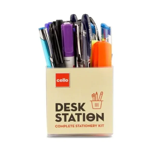 Cello Desk Station, Assorted office stationery items
