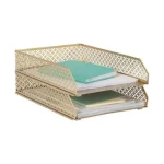 Gold Desk Organizer Stackable Paper Tray