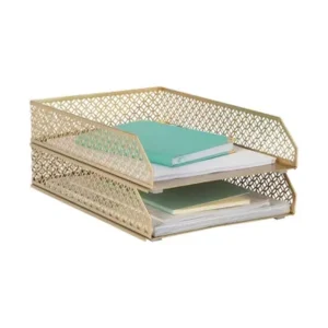 Gold Desk Organizer Stackable Paper Tray