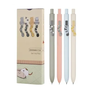 UIXJODO Cat Pens, 4 Pcs 0.5mm Cute Kawaii Pens Black Ink