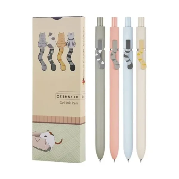 UIXJODO Cat Pens, 4 Pcs 0.5mm Cute Kawaii Pens Black Ink