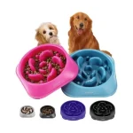 YINEYA 2PCS Slow Feeder Dog Bowls, Pink & Blue