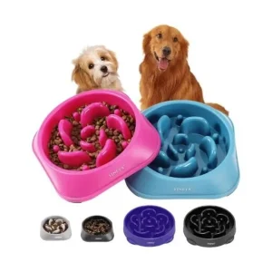 YINEYA 2PCS Slow Feeder Dog Bowls, Pink & Blue