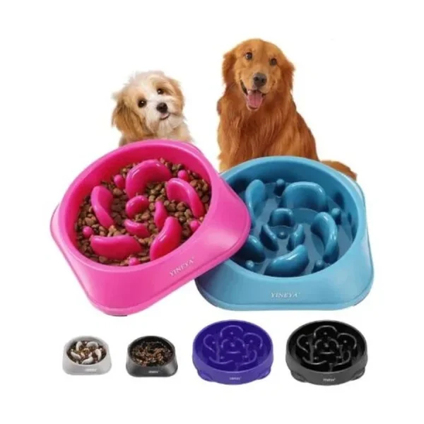 YINEYA 2PCS Slow Feeder Dog Bowls, Pink & Blue